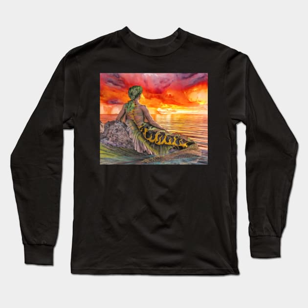 Mermaid Sunset Long Sleeve T-Shirt by 2HivelysArt